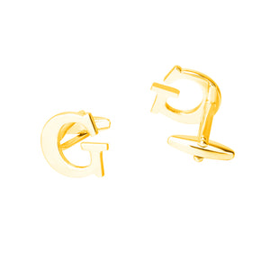 Simple Personality Plated Gold English Alphabet G Cufflinks