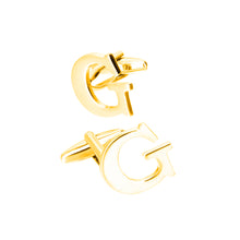 Load image into Gallery viewer, Simple Personality Plated Gold English Alphabet G Cufflinks