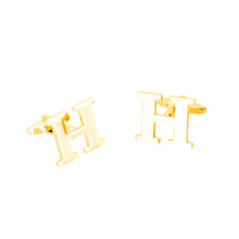 Load image into Gallery viewer, Simple Personality Plated Gold English Alphabet H Cufflinks