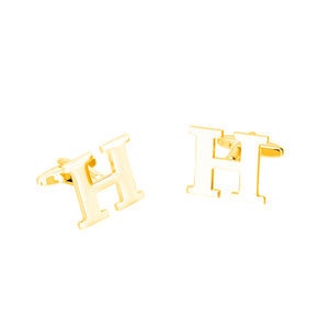 Simple Personality Plated Gold English Alphabet H Cufflinks