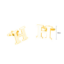 Load image into Gallery viewer, Simple Personality Plated Gold English Alphabet H Cufflinks