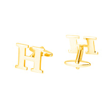 Load image into Gallery viewer, Simple Personality Plated Gold English Alphabet H Cufflinks