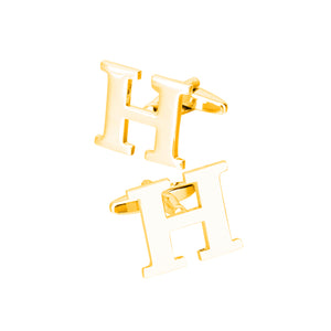 Simple Personality Plated Gold English Alphabet H Cufflinks