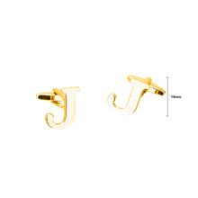 Load image into Gallery viewer, Simple Personality Plated Gold English Alphabet J Cufflinks