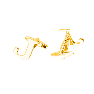 Simple Personality Plated Gold English Alphabet J Cufflinks