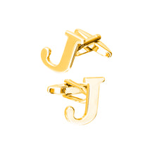 Load image into Gallery viewer, Simple Personality Plated Gold English Alphabet J Cufflinks