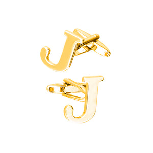 Simple Personality Plated Gold English Alphabet J Cufflinks