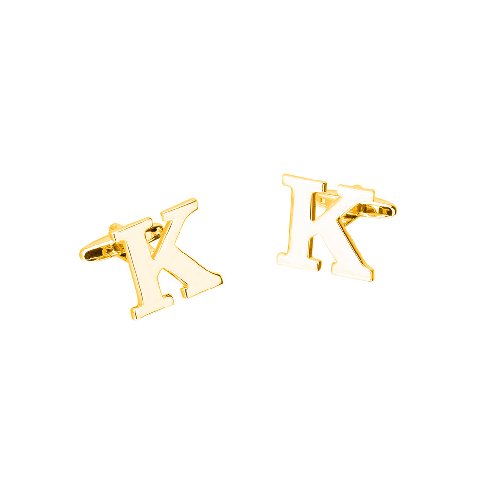 Simple Personality Plated Gold English Alphabet K Cufflinks