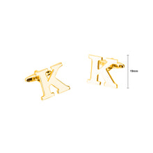 Load image into Gallery viewer, Simple Personality Plated Gold English Alphabet K Cufflinks