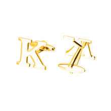 Load image into Gallery viewer, Simple Personality Plated Gold English Alphabet K Cufflinks