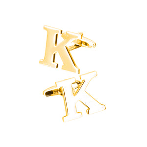 Simple Personality Plated Gold English Alphabet K Cufflinks