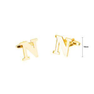 Simple Personality Plated Gold English Alphabet N Cufflinks