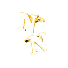 Load image into Gallery viewer, Simple Personality Plated Gold English Alphabet N Cufflinks