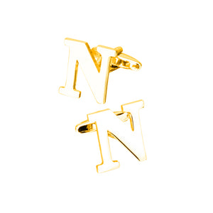 Simple Personality Plated Gold English Alphabet N Cufflinks