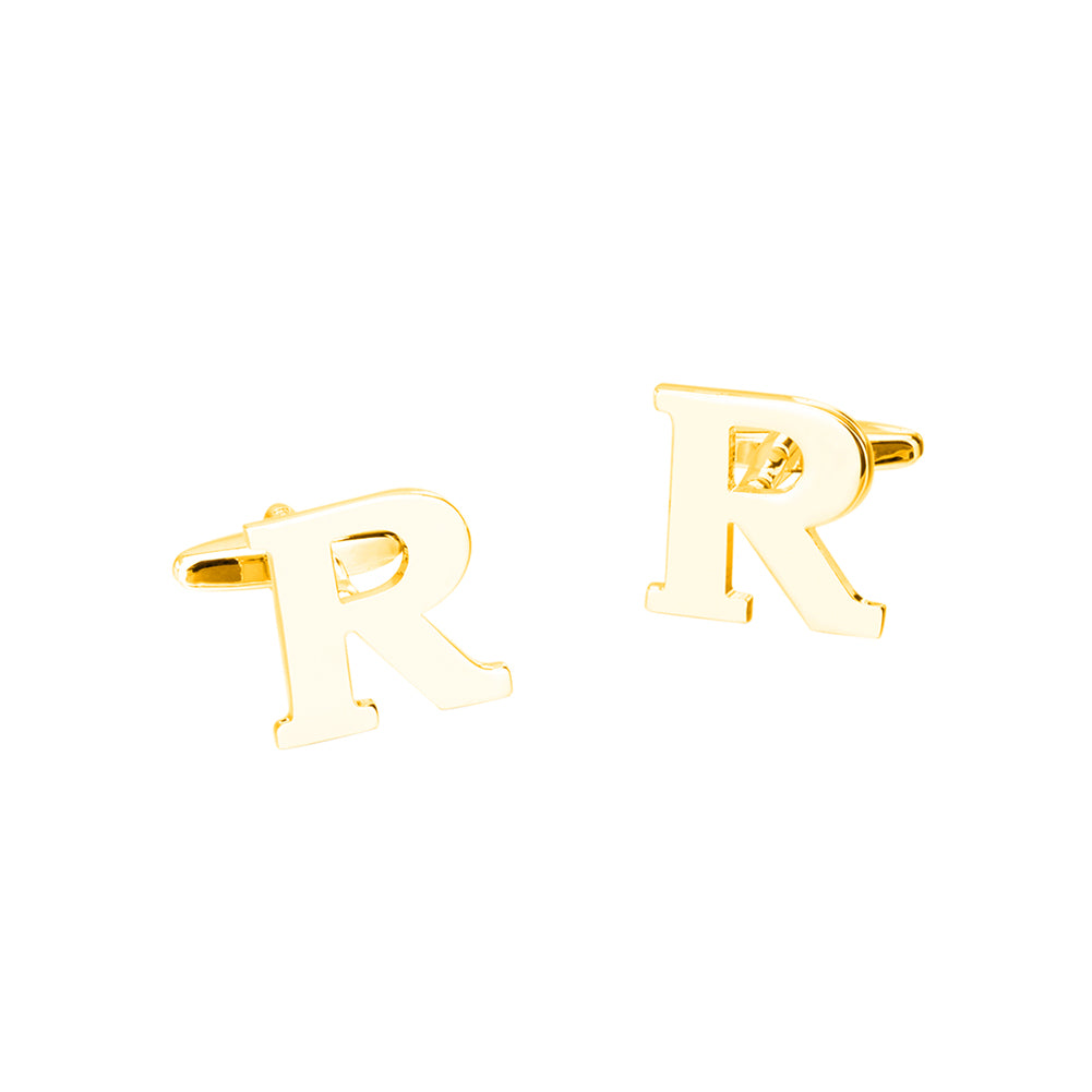 Simple Personality Plated Gold English Alphabet R Cufflinks