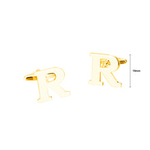 Load image into Gallery viewer, Simple Personality Plated Gold English Alphabet R Cufflinks