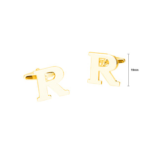 Simple Personality Plated Gold English Alphabet R Cufflinks