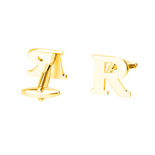 Load image into Gallery viewer, Simple Personality Plated Gold English Alphabet R Cufflinks