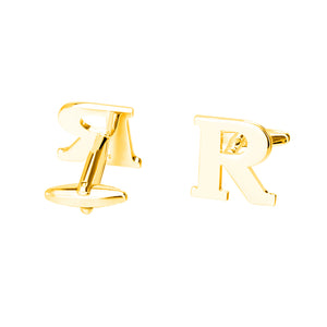 Simple Personality Plated Gold English Alphabet R Cufflinks