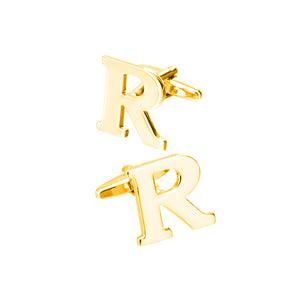 Simple Personality Plated Gold English Alphabet R Cufflinks