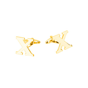 Simple Personality Plated Gold English Alphabet X Cufflinks