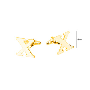 Simple Personality Plated Gold English Alphabet X Cufflinks