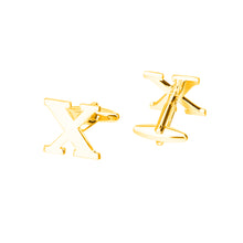 Load image into Gallery viewer, Simple Personality Plated Gold English Alphabet X Cufflinks