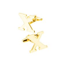 Load image into Gallery viewer, Simple Personality Plated Gold English Alphabet X Cufflinks