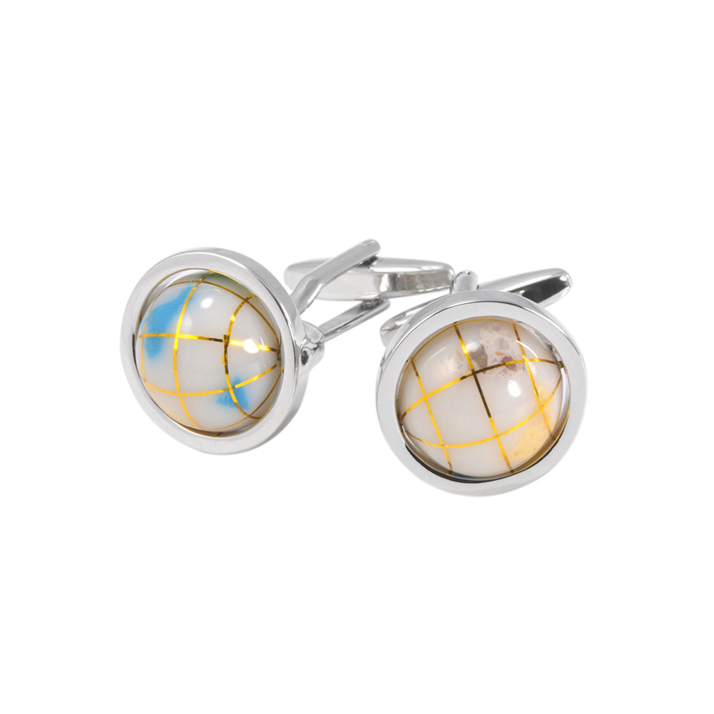 Fashion and Elegant Geometric White Ball Cufflinks