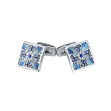 Load image into Gallery viewer, Fashion and Elegant Blue Pattern Geometric Square Cufflinks