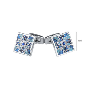 Fashion and Elegant Blue Pattern Geometric Square Cufflinks