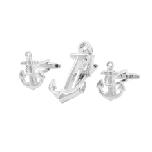 Load image into Gallery viewer, Fashion and Personalized Anchor Tie Clip and Cufflinks Set