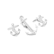 Load image into Gallery viewer, Fashion and Personalized Anchor Tie Clip and Cufflinks Set