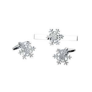 Fashion and Elegant Snowflake Tie Clip and Cufflinks Set