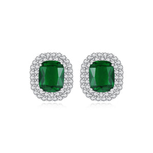 Elegant Bright Geometric Green Cubic Zirconia Stud Earrings