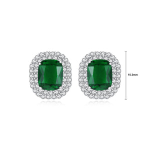 Elegant Bright Geometric Green Cubic Zirconia Stud Earrings