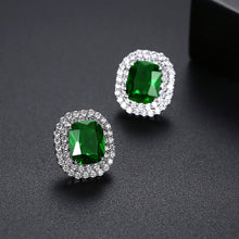 Load image into Gallery viewer, Elegant Bright Geometric Green Cubic Zirconia Stud Earrings