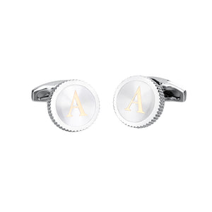 Fashion Simple English Alphabet A Round Cufflinks