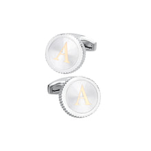 Load image into Gallery viewer, Fashion Simple English Alphabet A Round Cufflinks