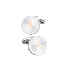 Fashion Simple English Alphabet A Round Cufflinks