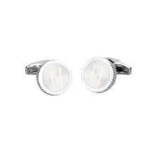 Load image into Gallery viewer, Fashion Simple English Alphabet H Round Cufflinks