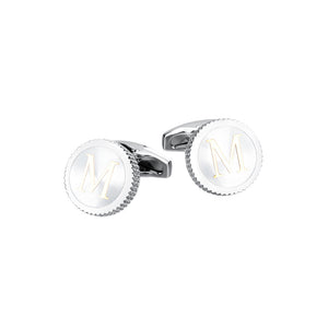 Fashion Simple English Alphabet M Round Cufflinks