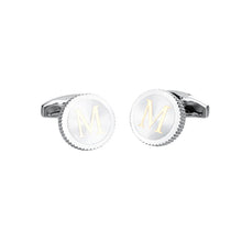 Load image into Gallery viewer, Fashion Simple English Alphabet M Round Cufflinks