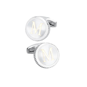 Fashion Simple English Alphabet M Round Cufflinks