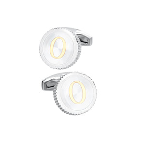 Fashion Simple English Alphabet O Round Cufflinks