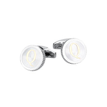 Load image into Gallery viewer, Fashion Simple English Alphabet Q Round Cufflinks