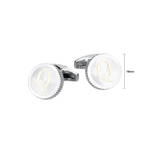 Load image into Gallery viewer, Fashion Simple English Alphabet Q Round Cufflinks