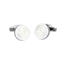 Load image into Gallery viewer, Fashion Simple English Alphabet Q Round Cufflinks