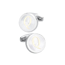 Load image into Gallery viewer, Fashion Simple English Alphabet Q Round Cufflinks