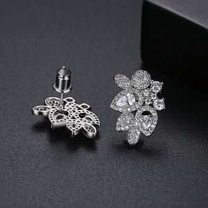 Elegant Bright Geometric Flower Earrings with Cubic Zirconia